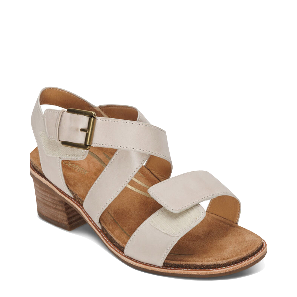 Aetrex Women's Kristin Arch Support Block Heel Sandal (Ivory)