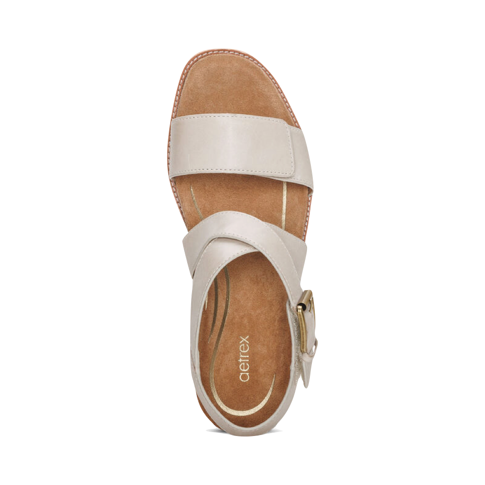 Aetrex Women's Kristin Arch Support Block Heel Sandal (Ivory)